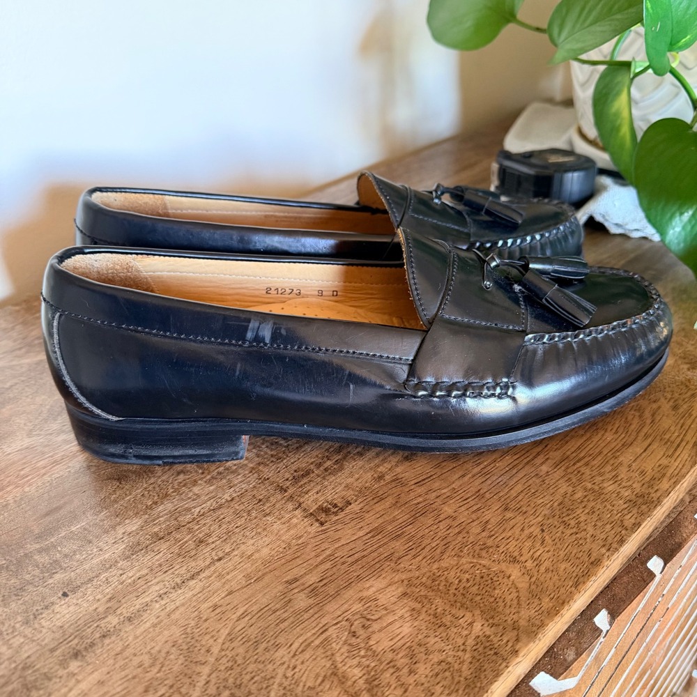 Kirkland Signature Tassel Kiltie Loafers Mens 9 D‎ Black Leather Shoes Brazil - Picture 11 of 11